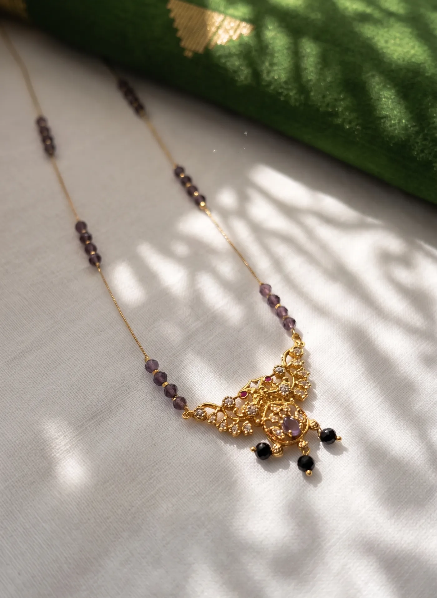Amethyst Mayura Filigree Pendant Chain